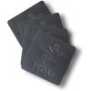PEGAI Leather Coasters Set of 4 for Tabletop Protection | Drink Coasters for Thanksgiving, Housewarming Gift, Home Decor & Coffee Table Set | Kirby (Black)(Black)