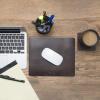 PEGAI Leather Mouse Pad for Computer Mouse, Computer Desk, Office Desk & PC Laptop Computer | Skin-friendly & Waterproof, Non Slip Mat, Desk Protector | West (Antique Brown)