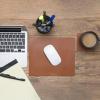 PEGAI Leather Mouse Pad for Computer Mouse, Computer Desk, Office Desk & PC Laptop Computer | Skin-friendly & Waterproof, Non Slip Mat, Desk Protector | West (Taba Brown)