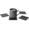PEGAI Leather Coasters Set of 4 for Tabletop Protection | Drink Coasters for Thanksgiving, Housewarming Gift, Home Decor & Coffee Table Set | Kirby (Black)(Black)