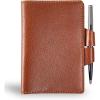 PEGAI Personalized Refillable Leather Journal Cover with Pen Loop & Card Slots for Notebook Journal, Refillable Journal, Leather Notebook Cover | Mood (Aqua, Unlined)(Brown)