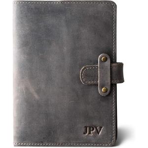 PEGAI Personalized Leather Journal Notebook- Handmade Leather Traveler’s Notebook Planner |Refillable Leather Notebook Cover | Professional Notebooks for Work | DuPage Rock,Full | Unlined(Rock)