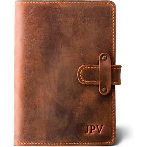 PEGAI Personalized Leather Journal Notebook- Handmade Leather Traveler’s Notebook Planner |Refillable Leather Notebook Cover | Professional Notebooks for Work | DuPage Rock,Full | Unlined(Mahogany)
