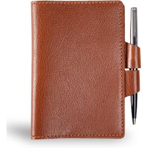 PEGAI Personalized Refillable Leather Journal Cover with Pen Loop & Card Slots for Notebook Journal, Refillable Journal, Leather Notebook Cover | Mood (Aqua, Lined)(Brown)
