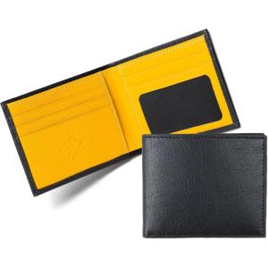 PEGAI Handcrafted Leather Wallets for Men, RFID Protected | Leather Slim Bifold Wallet for Men, RFID-Blocking Wallet | (Italian, Cevoli Green & Mustard)(V-Yellow)