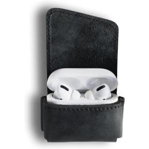 PEGAI Leather Airpods Pro Case | Airpods Pro 2nd and 3rd Generation Leather Case Keychain | Magnetic Closure & Charge Port Access | Austin (Charcoal Black)(Charcoal Black)