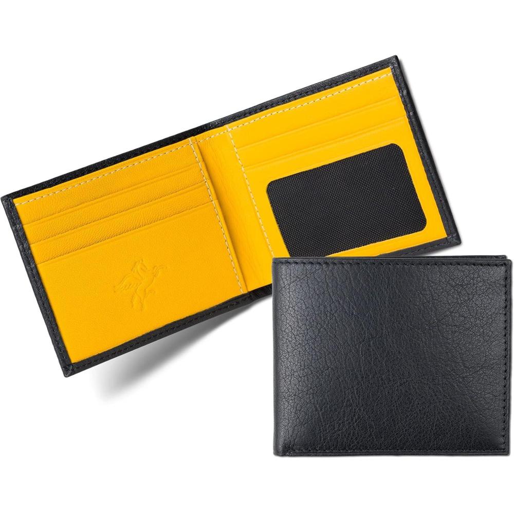 image:imagePEGAI Standard Leather Bifold Wallet For Men  Minimalist RFID Blocking Slim Wallet For Men With Credit Card Holder  Edward Italian Green amp MustardVYellow