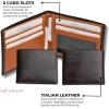 PEGAI Standard Leather Bifold Wallet For Men | Minimalist RFID Blocking Slim Wallet For Men With Credit Card Holder | Edward Italian (Green & Mustard)(Italian | Red & Black)