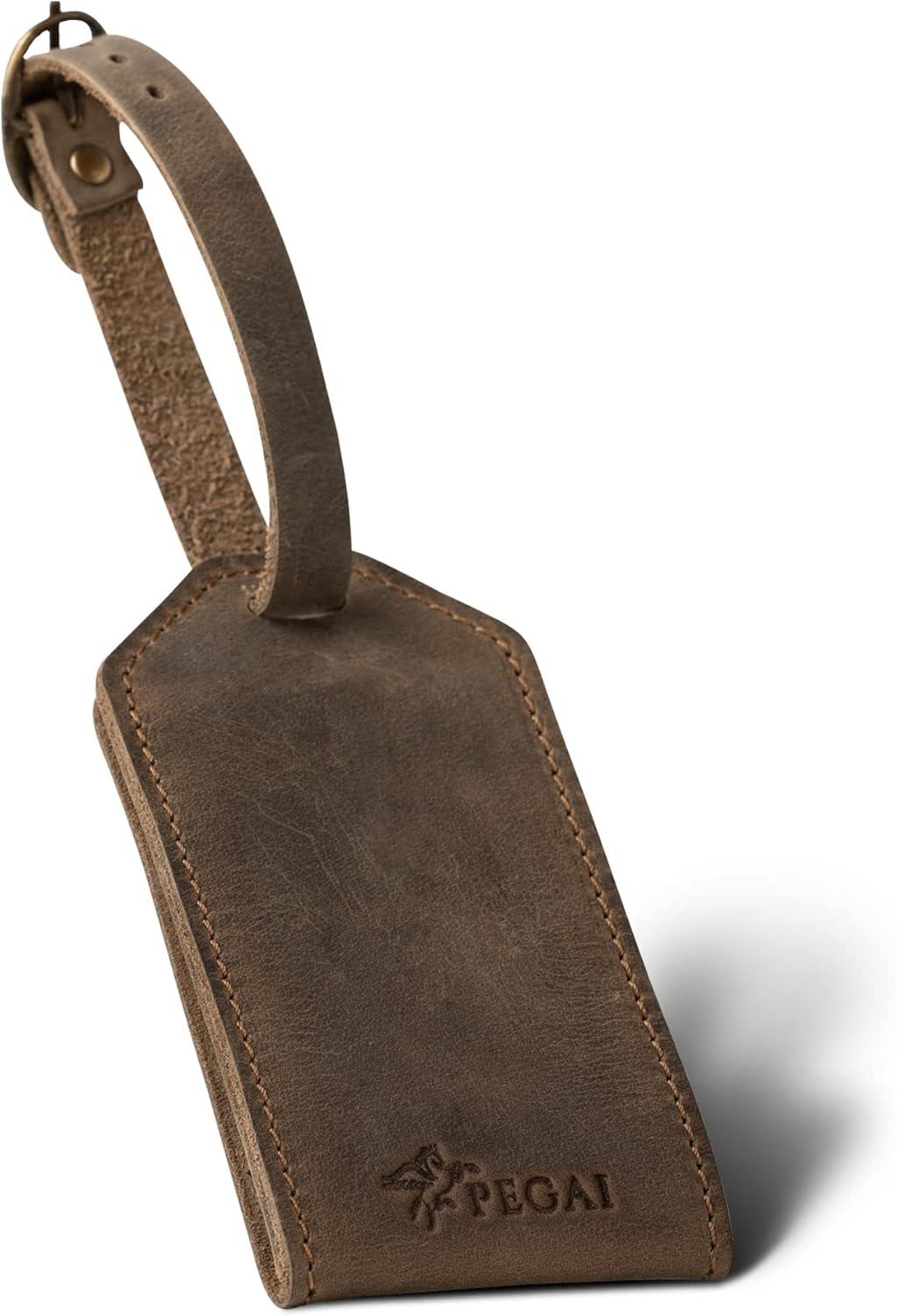 image:imagePEGAI Personalized Leather Luggage Tags for Suitcases  Handmade Travel Essentials Luggage Tag Secure With Snap Closure and Easy Attachment to Suitcase Travel Backpack Handbag  Bond SandSand