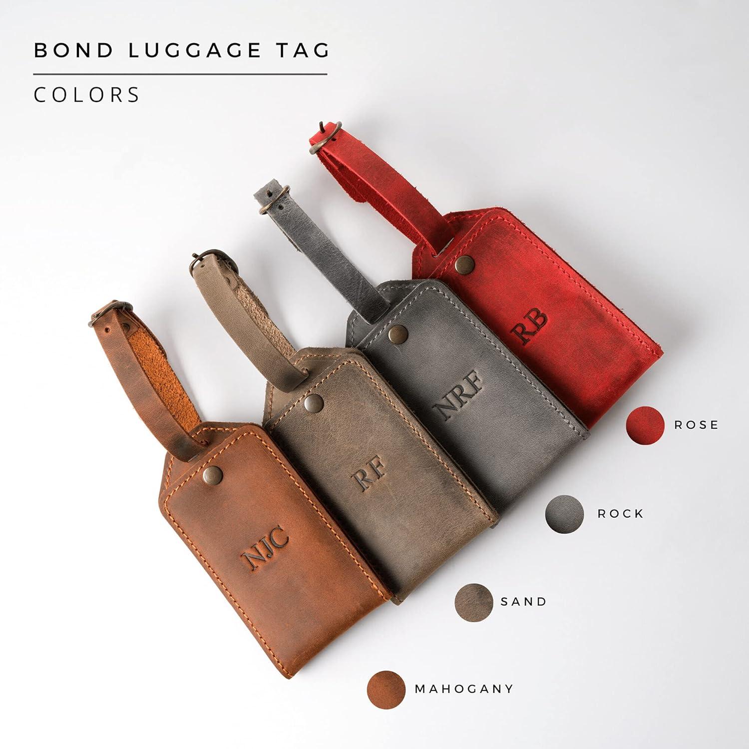 image:imagePEGAI Personalized Leather Luggage Tags for Suitcases  Handmade Travel Essentials Luggage Tag Secure With Snap Closure and Easy Attachment to Suitcase Travel Backpack Handbag  Bond SandRock