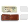 PEGAI Full Grain Leather Money Clip Wallet | Handmade Brown Minimalist Wallet for Men | Slim Business Card Holder | Mens Wallet with Money Clip | MAX (Rustic)(Rust)