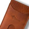 PEGAI Full Grain Leather Money Clip Wallet | Handmade Brown Minimalist Wallet for Men | Slim Business Card Holder | Mens Wallet with Money Clip | MAX (Rustic)(Rust)