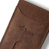 PEGAI Full Grain Leather Money Clip Wallet | Handmade Brown Minimalist Wallet for Men | Slim Business Card Holder | Mens Wallet with Money Clip | MAX (Rustic)(Mocha)