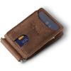 PEGAI Full Grain Leather Money Clip Wallet | Handmade Brown Minimalist Wallet for Men | Slim Business Card Holder | Mens Wallet with Money Clip | MAX (Rustic)(Mocha)