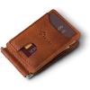 PEGAI Full Grain Leather Money Clip Wallet | Handmade Brown Minimalist Wallet for Men | Slim Business Card Holder | Mens Wallet with Money Clip | MAX (Rustic)(Rust)