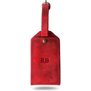 PEGAI Personalized Leather Luggage Tags for Suitcases | Handmade Travel Essentials Luggage Tag- Secure With Snap Closure and Easy Attachment to Suitcase, Travel Backpack, Handbag | Bond (Sand)(Rose)