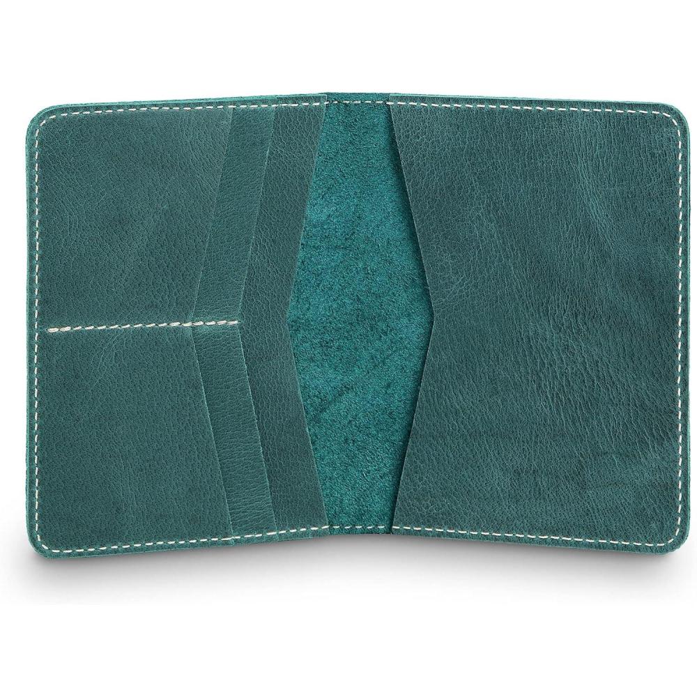 image:imagePEGAI Personalized Leather Passport Holder For Travel  Handmade Passport Wallet Cover Case  Travel Document Holder Passport Cover for Men Women and Family  Pike GreenTurqoise