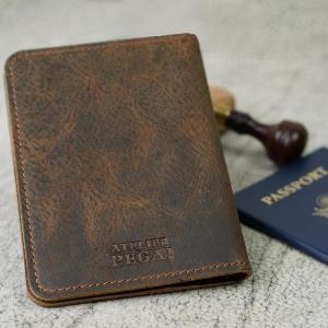 PEGAI Personalized Leather, Passport Holder For Travel | Handmade Passport Wallet Cover Case | Travel Document Holder, Passport Cover for Men, Women, and Family | Pike (Green)(RB Sand Brown)