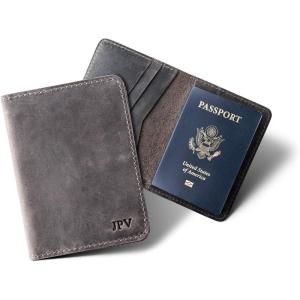PEGAI Personalized Leather, Passport Holder For Travel | Handmade Passport Wallet Cover Case | Travel Document Holder, Passport Cover for Men, Women, and Family | Pike (Green)(Rock)